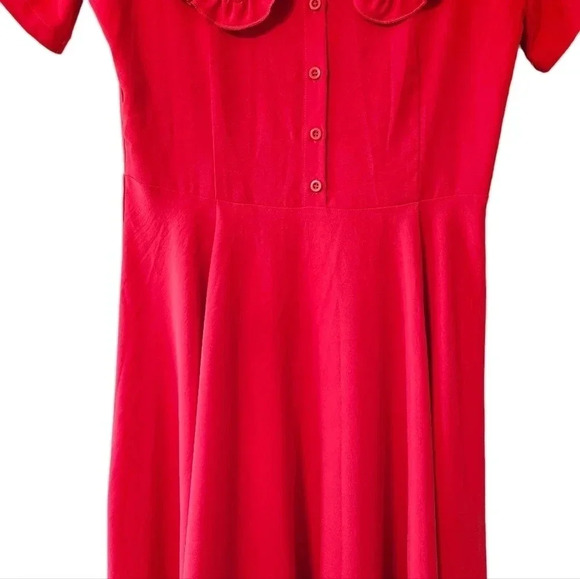 Molly Bracken Ruffle Short Sleeve Midi Casual Red Dress Size Medium. - Picture 6 of 13